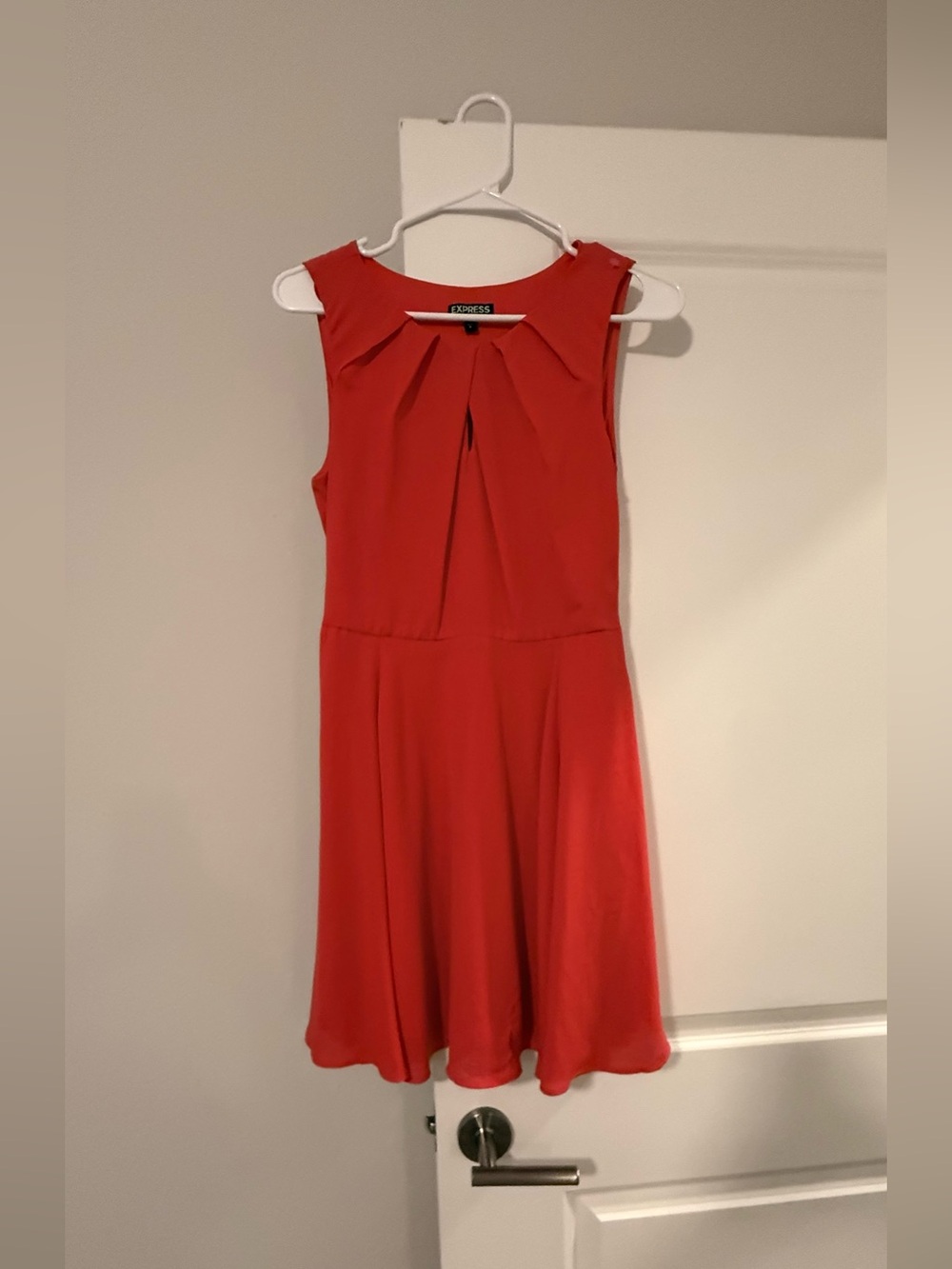 Express Red Sleeveless Pleated-Front Mini Dress